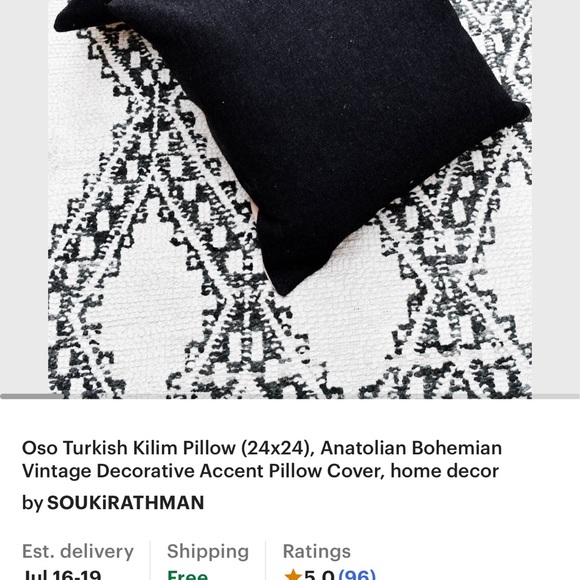 1 Vintage Turkish Wool Pillow Insert Boho Decor - Picture 5 of 7